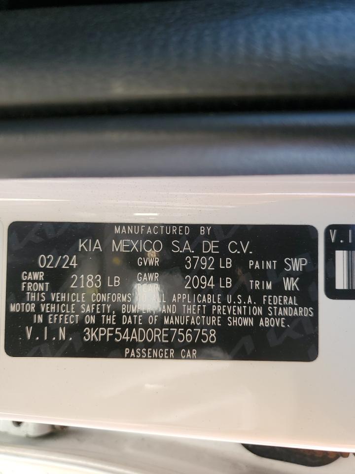 2024 Kia Forte Gt Line VIN: 3KPF54AD0RE756758 Lot: 90092005