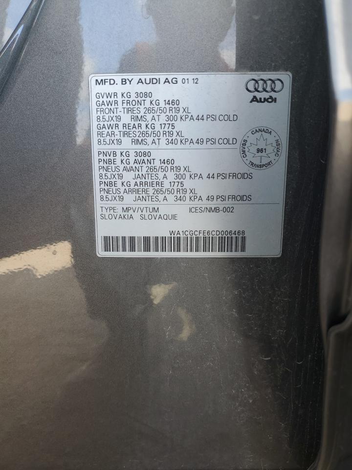 2012 Audi Q7 Premium VIN: WA1CGCFE6CD006468 Lot: 86248445