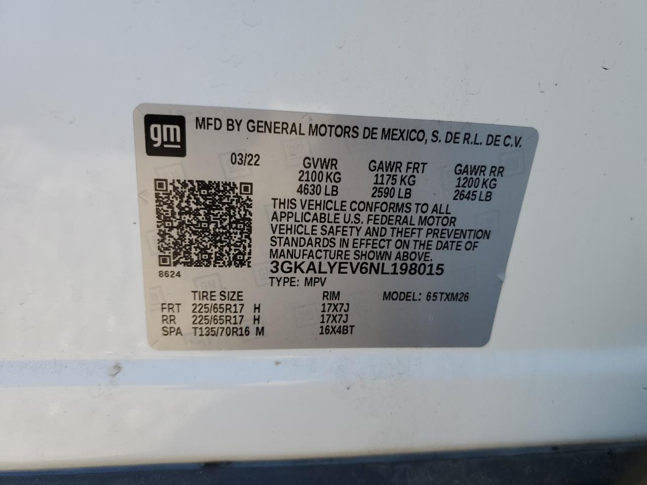 2022 GMC Terrain At4 VIN: 3GKALYEV6NL198015 Lot: 84468535
