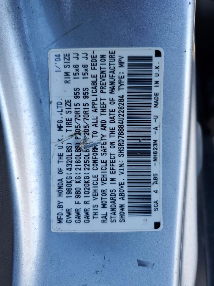 2004 Honda Cr-V Ex VIN: SHSRD78884U226284 Lot: 82634915