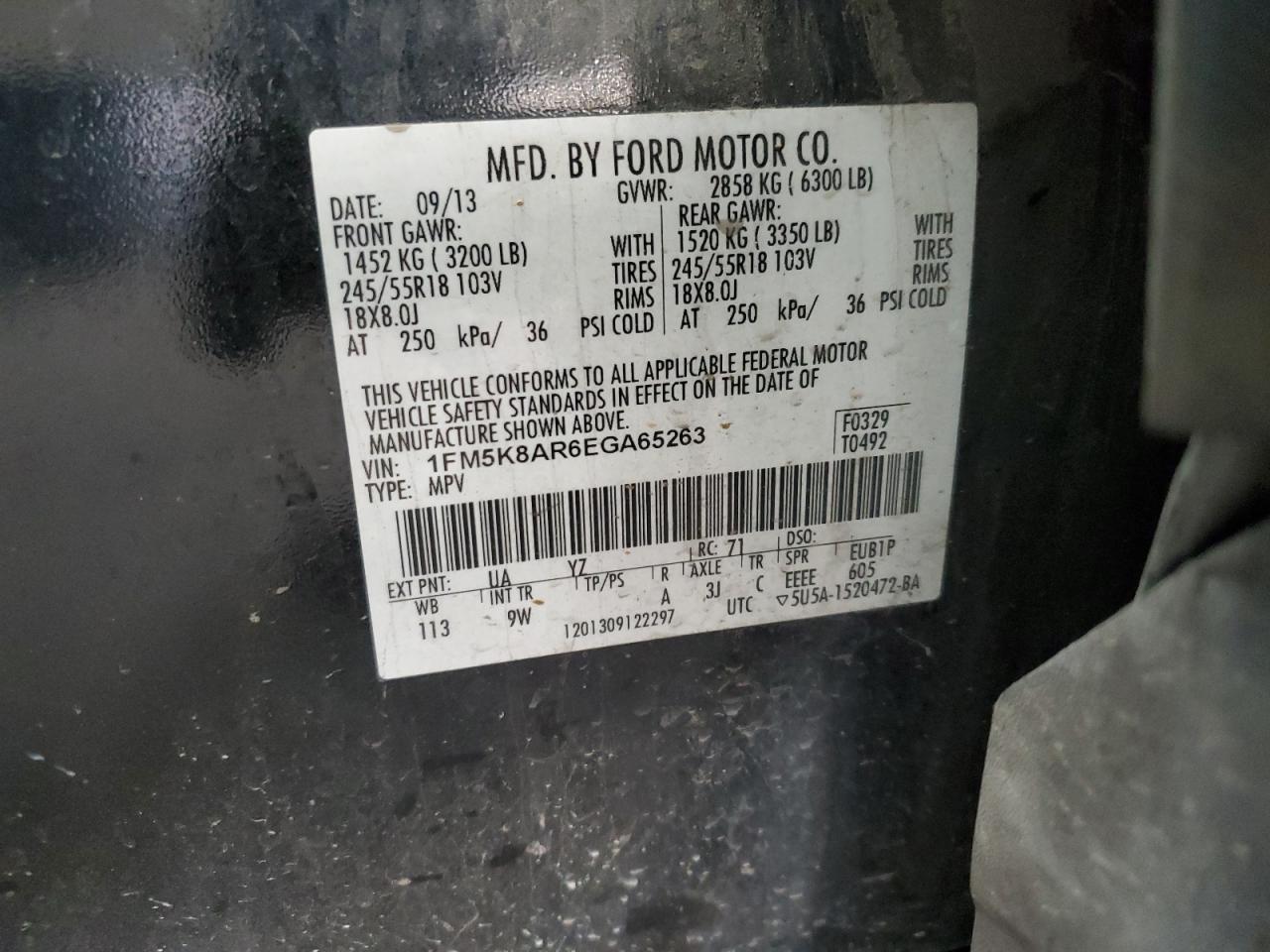 2014 Ford Explorer Police Interceptor VIN: 1FM5K8AR6EGA65263 Lot: 85894395