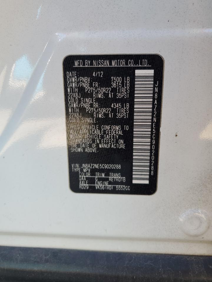 2012 Infiniti Qx56 VIN: JN8AZ2NE5C9020288 Lot: 87239085