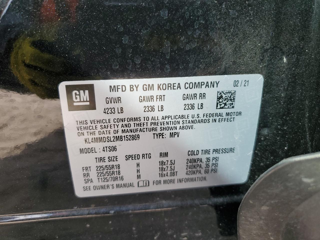 2021 Buick Encore Gx Select VIN: KL4MMDSL2MB152869 Lot: 82538205