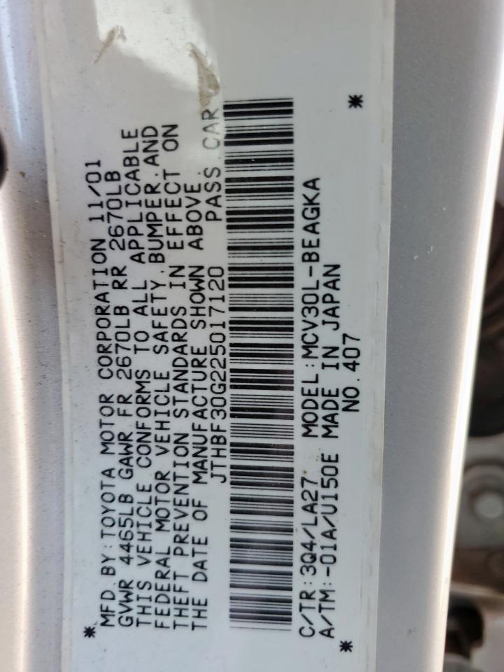 2002 Lexus Es 300 VIN: JTHBF30G225017120 Lot: 84926755