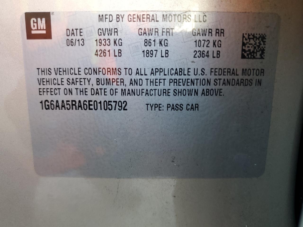 2014 Cadillac Ats VIN: 1G6AA5RA6E0105792 Lot: 81931895