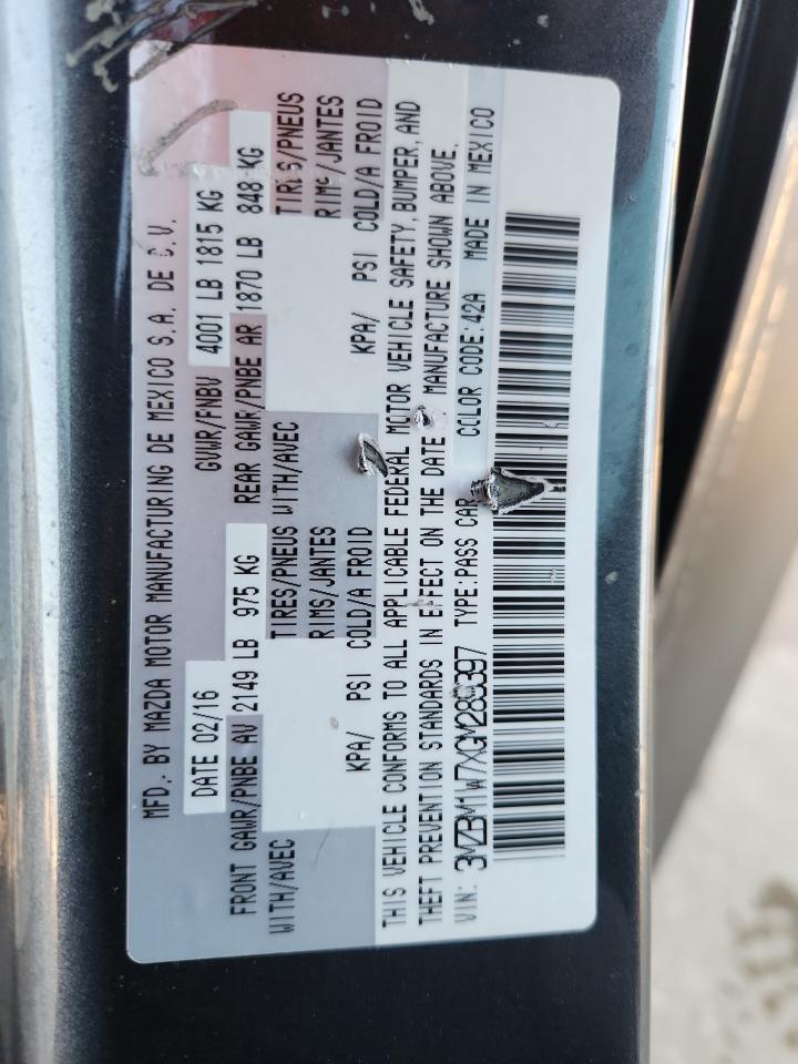 2016 Mazda 3 Touring VIN: 3MZBM1W7XGM289397 Lot: 89467505