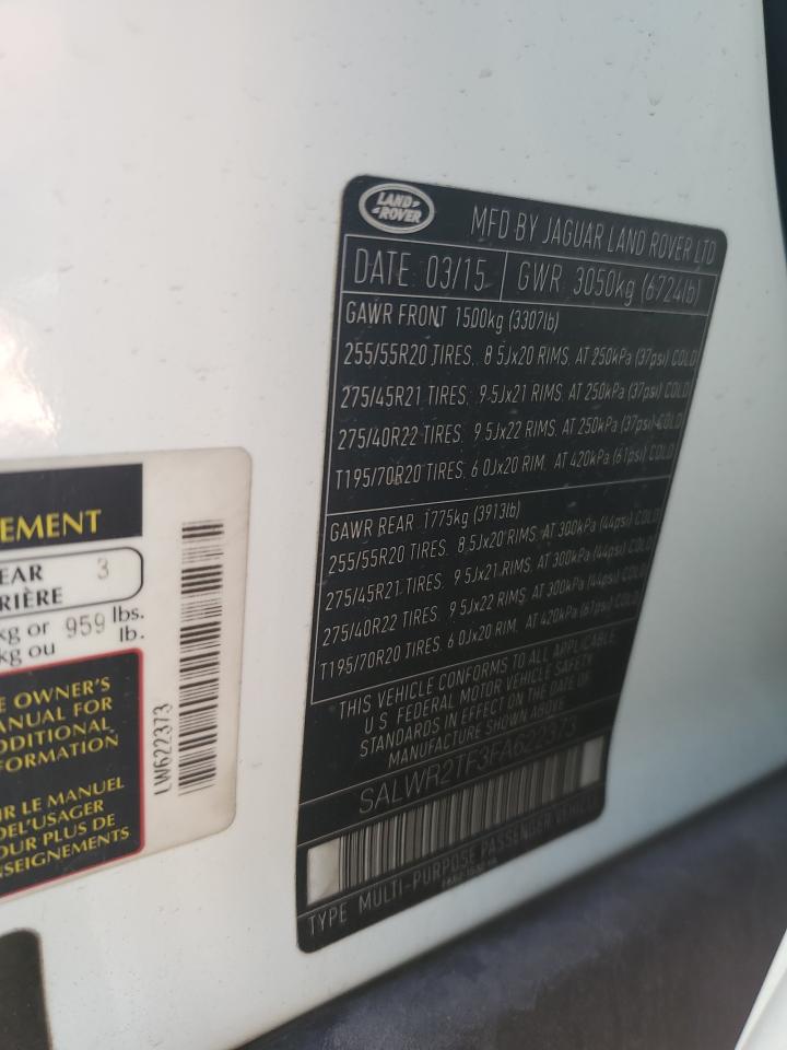 2015 Land Rover Range Rover Sport Sc VIN: SALWR2TF3FA622373 Lot: 87024885
