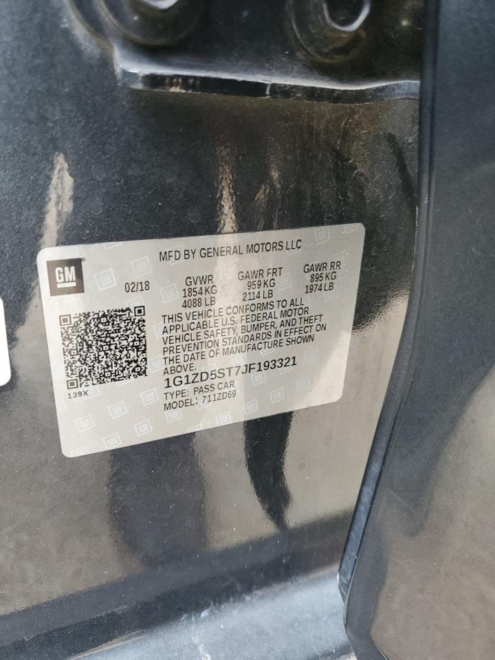 2018 Chevrolet Malibu Lt VIN: 1G1ZD5ST7JF193321 Lot: 85183335