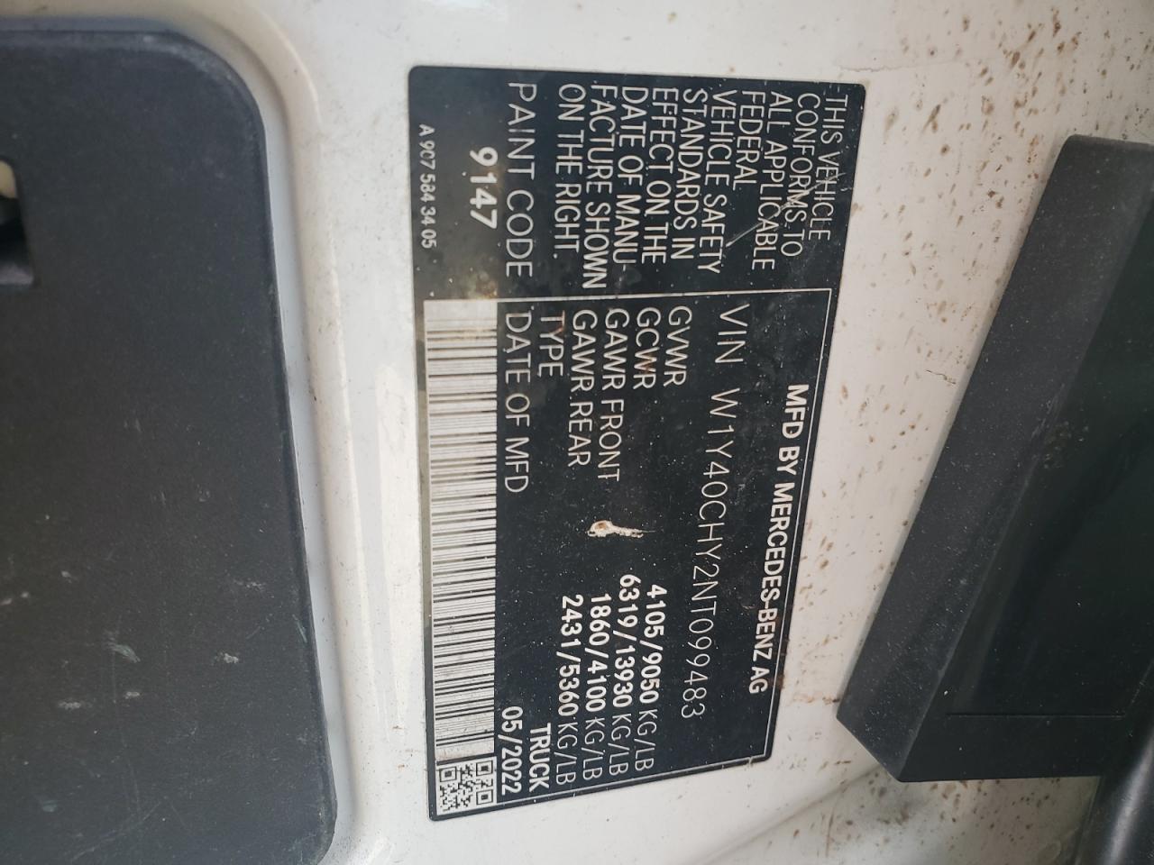 2022 Mercedes-Benz Sprinter 2500 VIN: W1Y40CHY2NT099483 Lot: 87426805