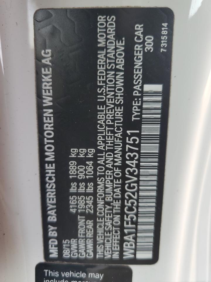 2016 BMW 228 I VIN: WBA1F5C52GV343751 Lot: 85334525