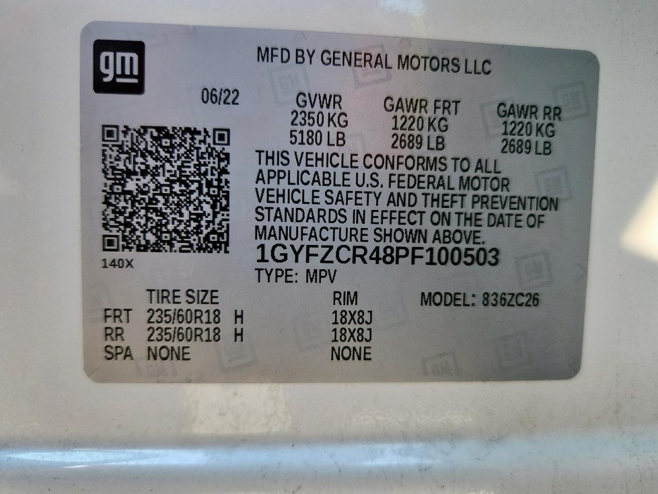 2023 Cadillac Xt4 Premium Luxury VIN: 1GYFZCR48PF100503 Lot: 85839015