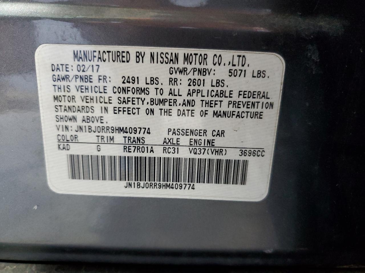 2017 Infiniti Qx50 VIN: JN1BJ0RR9HM409774 Lot: 85503185