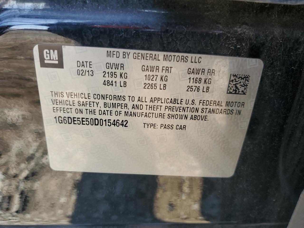 2013 Cadillac Cts Luxury Collection VIN: 1G6DE5E50D0154642 Lot: 82329095