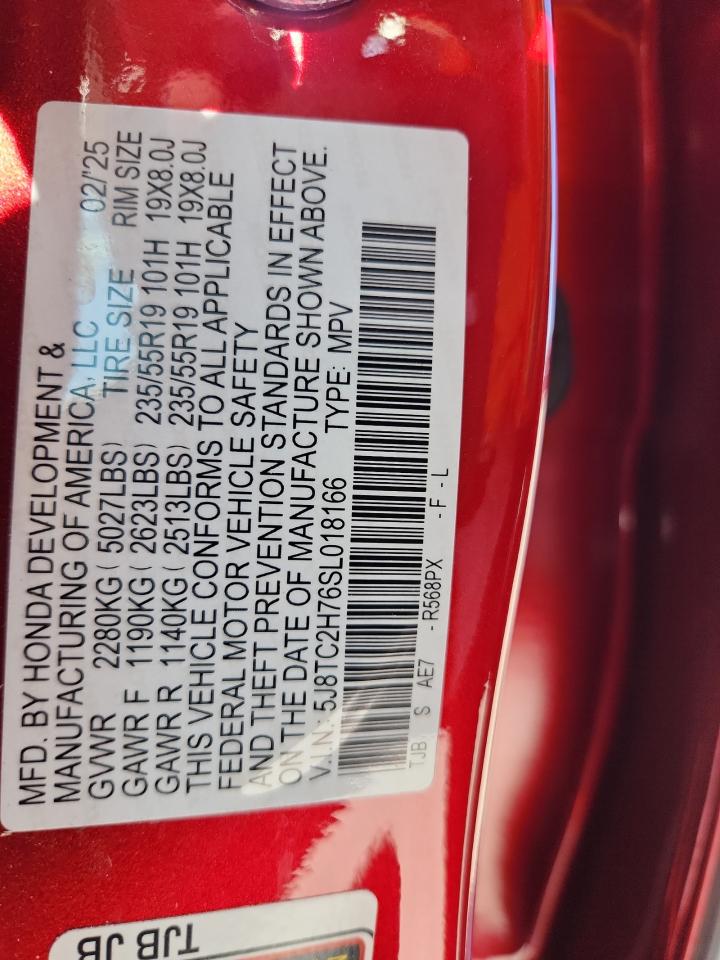 2025 Acura Rdx Advance VIN: 5J8TC2H76SL018166 Lot: 89540125