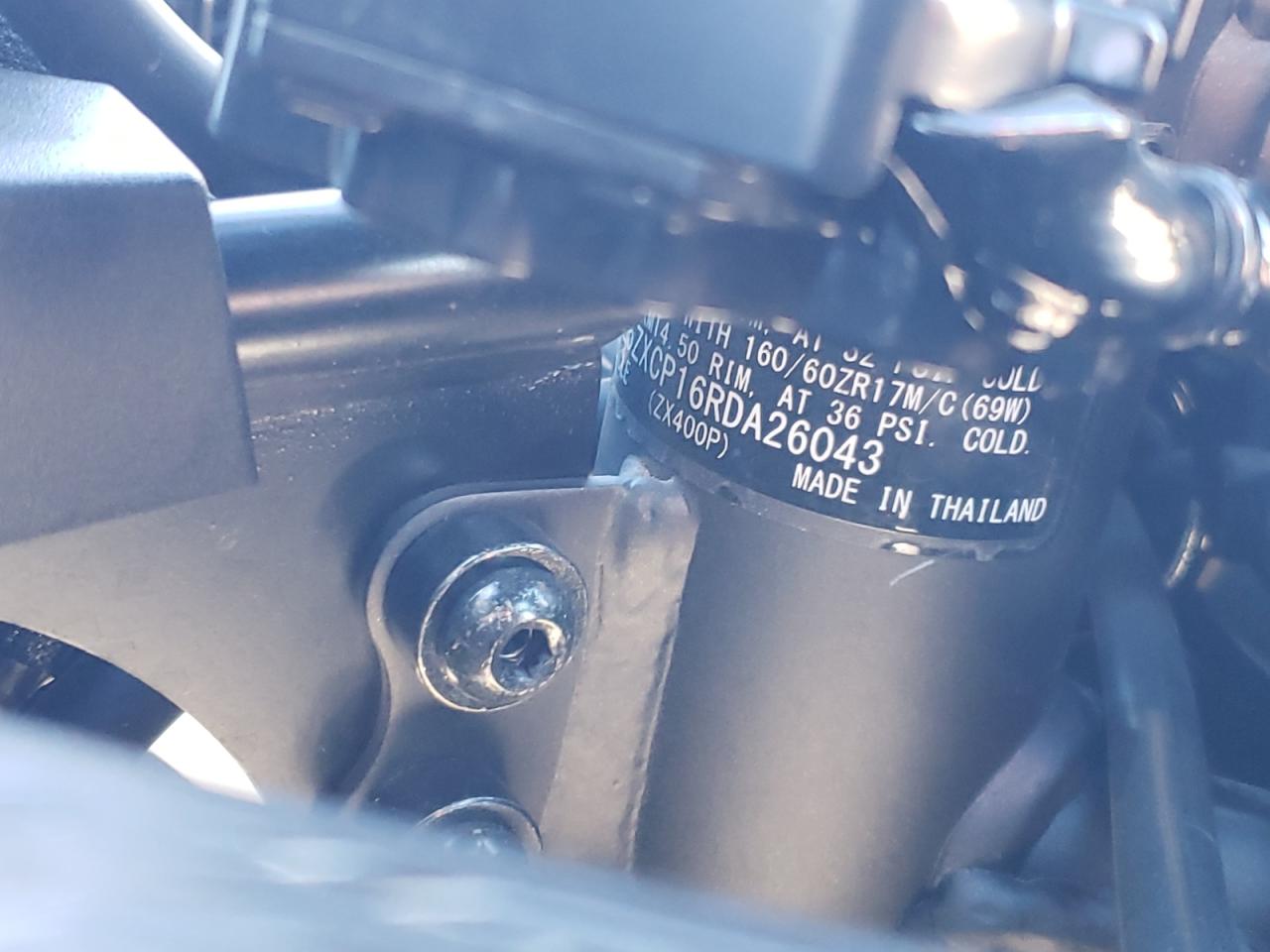 2024 Kawasaki Zx400 P VIN: ML5ZXCP16RDA26043 Lot: 89535565