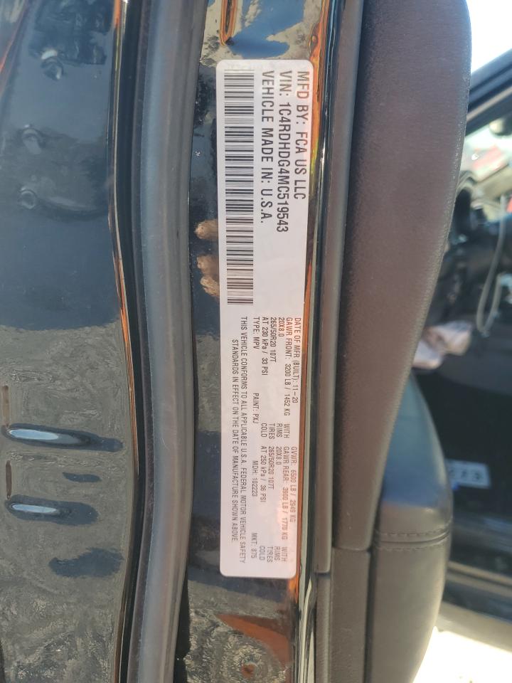 2021 Dodge Durango Gt VIN: 1C4RDHDG4MC519543 Lot: 82708675