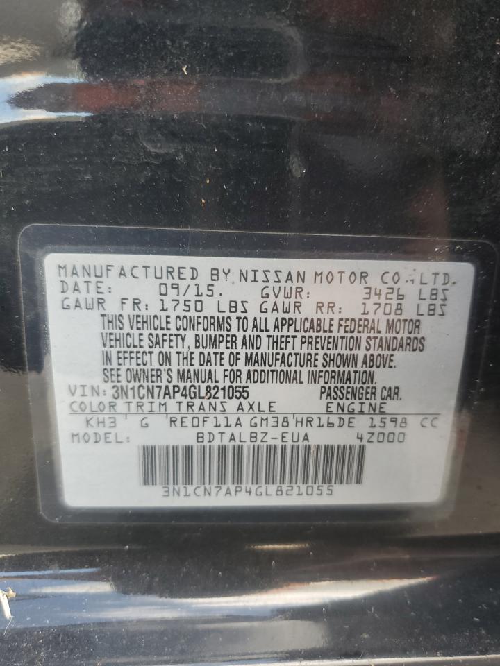 2016 Nissan Versa S VIN: 3N1CN7AP4GL821055 Lot: 86773955