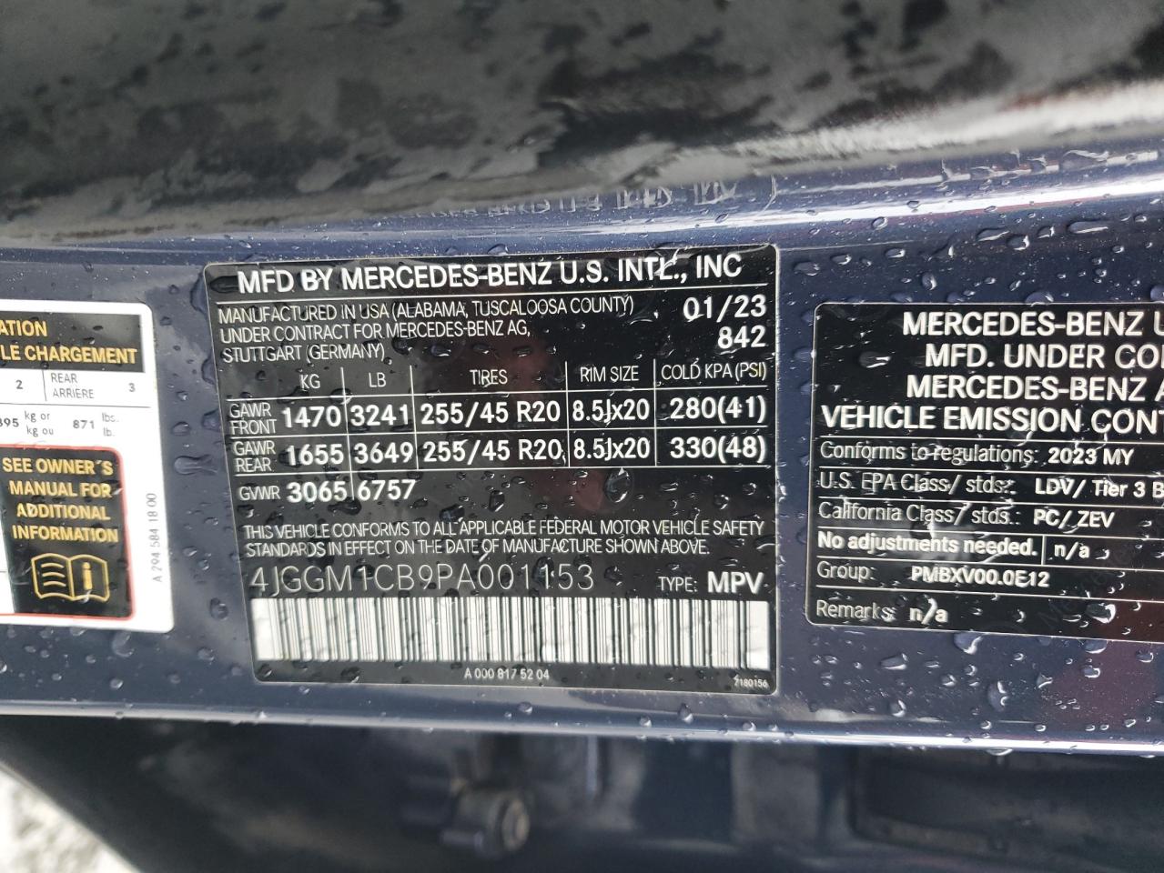 2023 Mercedes-Benz Eqe Suv 350 4Matic VIN: 4JGGM1CB9PA001153 Lot: 85184495