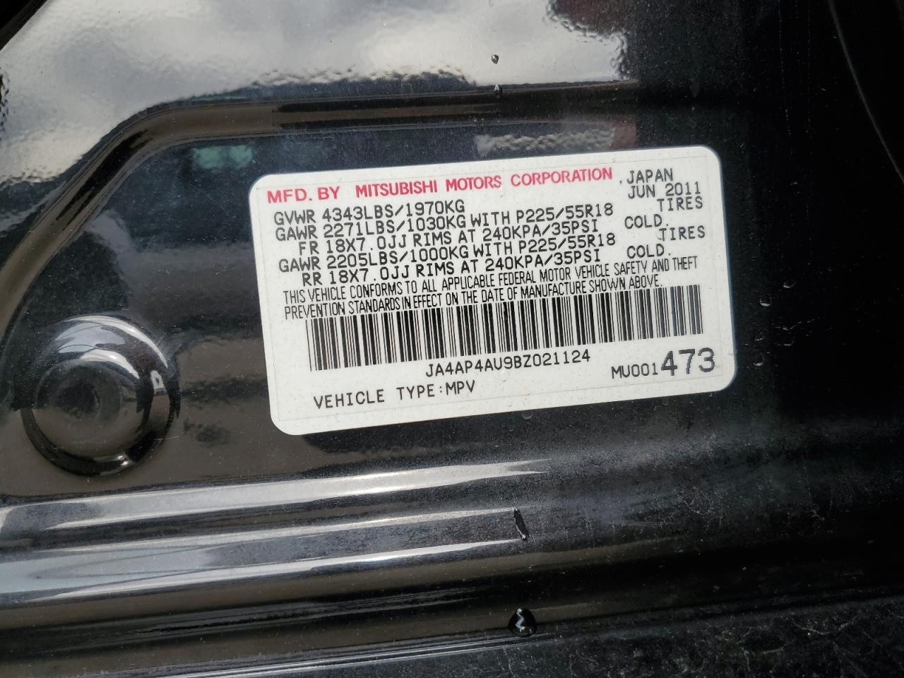 2011 Mitsubishi Outlander Sport Se VIN: JA4AP4AU9BZ021124 Lot: 90372005