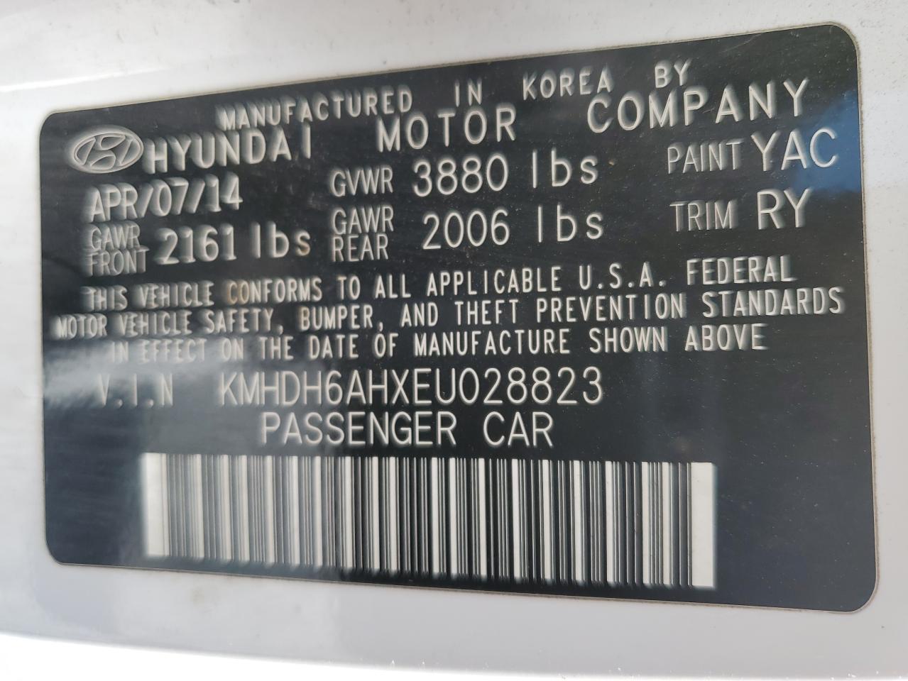 2014 Hyundai Elantra Coupe Gs VIN: KMHDH6AHXEU028823 Lot: 85475465