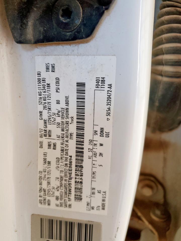 2017 Ford F350 Super Duty VIN: 1FT8W3BT8HEE86694 Lot: 89845845