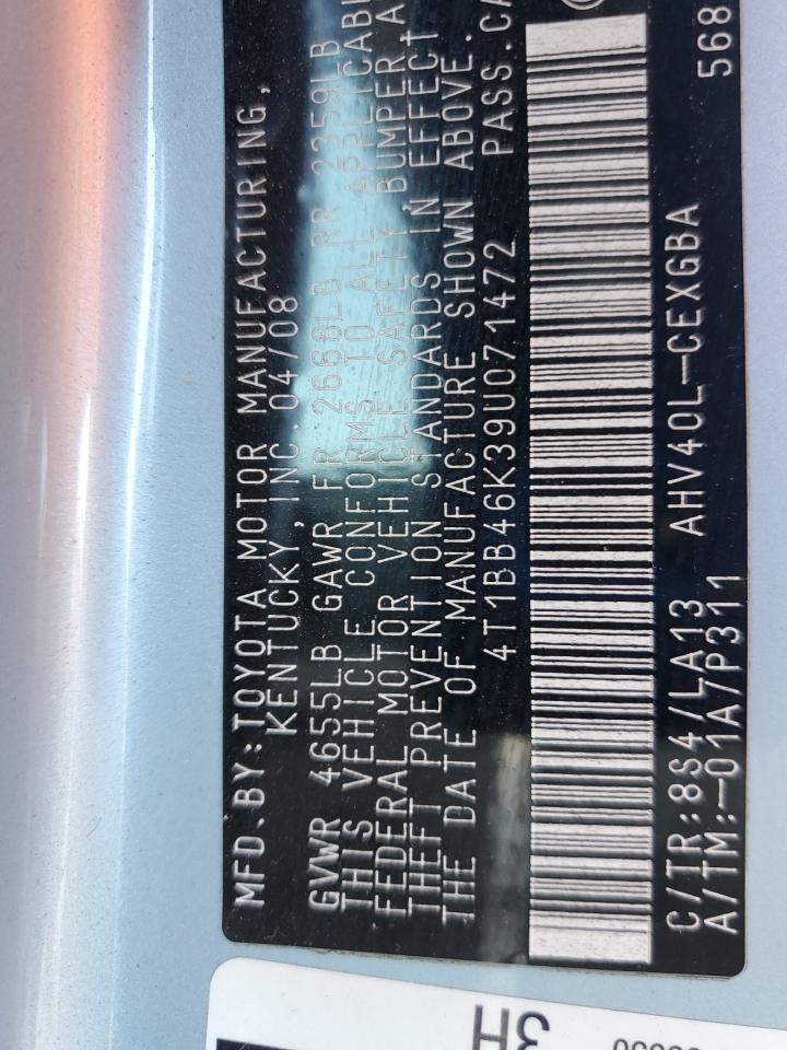 2009 Toyota Camry Hybrid VIN: 4T1BB46K39U071472 Lot: 86592075