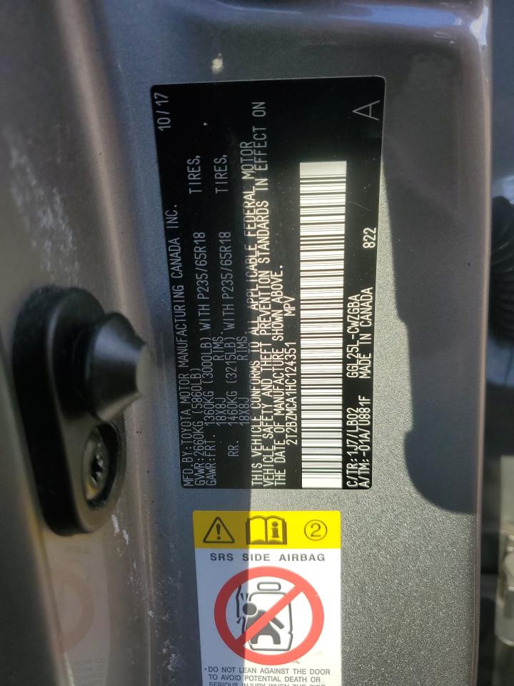 2017 Lexus Rx 350 Base VIN: 2T2BZMCA1HC124351 Lot: 85726405