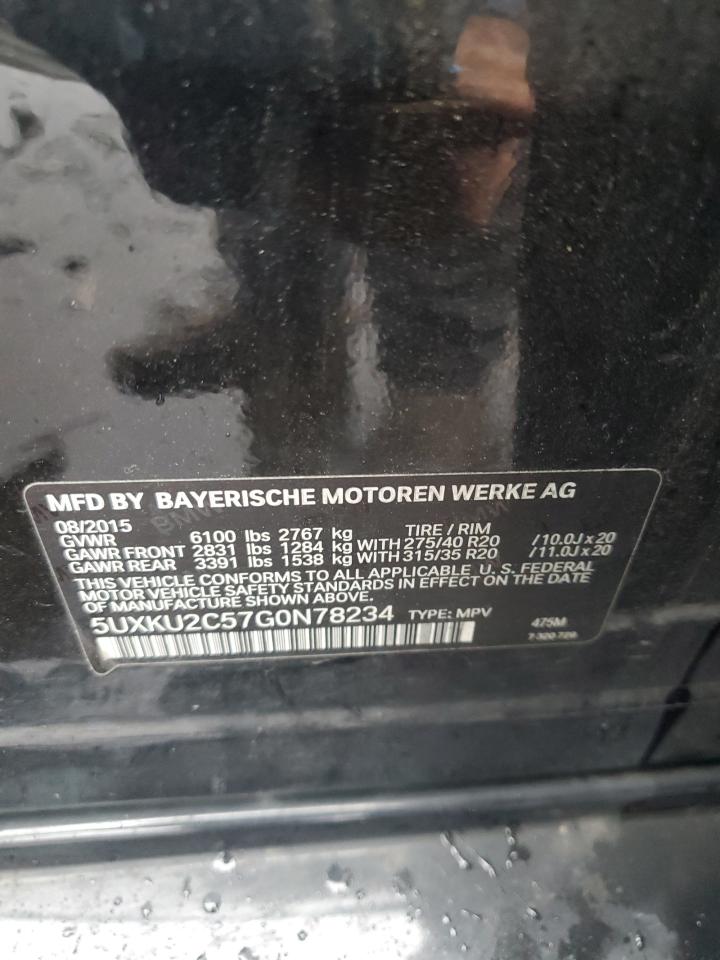 2016 BMW X6 xDrive35I VIN: 5UXKU2C57G0N78234 Lot: 85494505