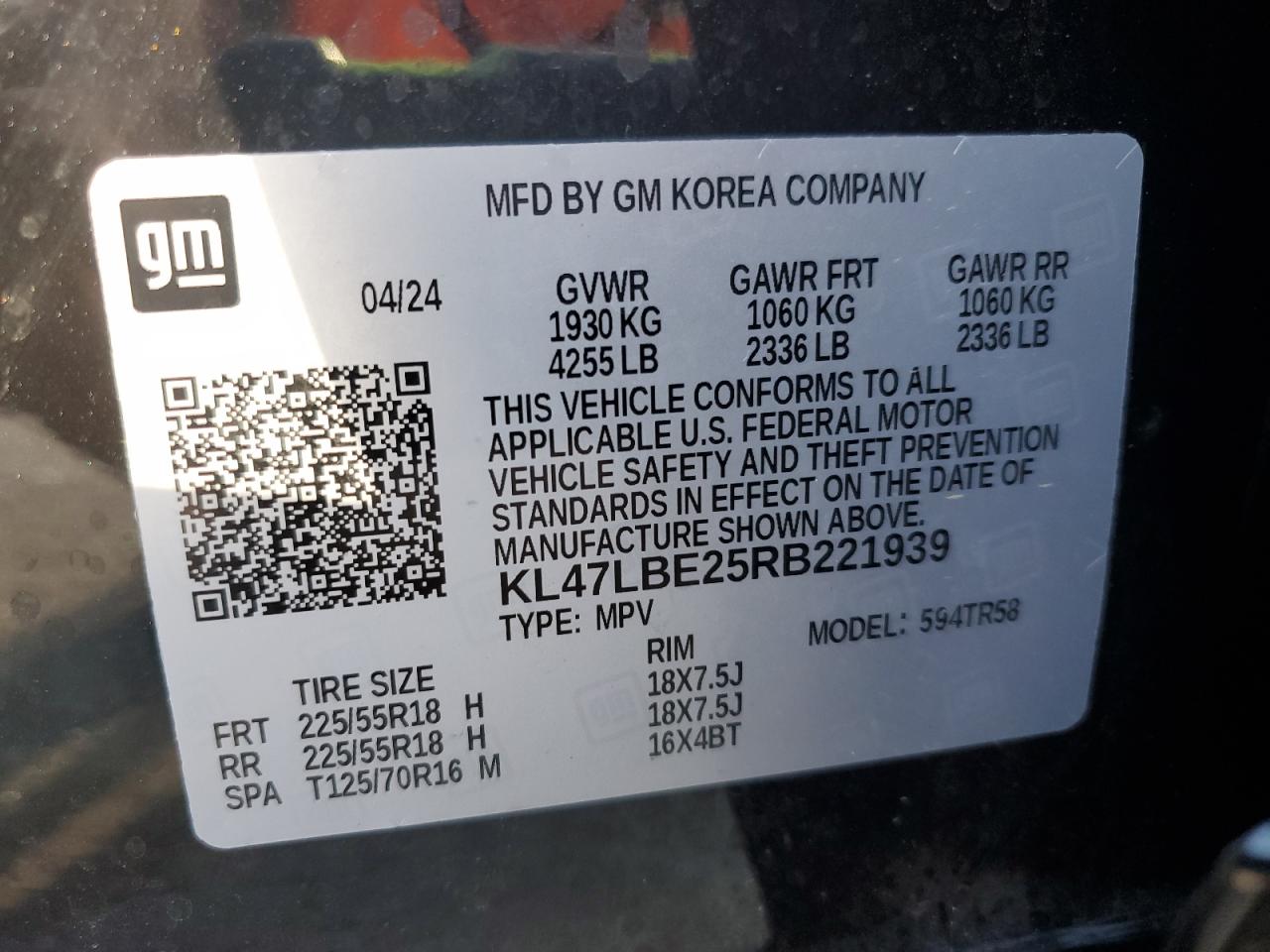 2024 Buick Envista Sport Touring VIN: KL47LBE25RB221939 Lot: 84967145