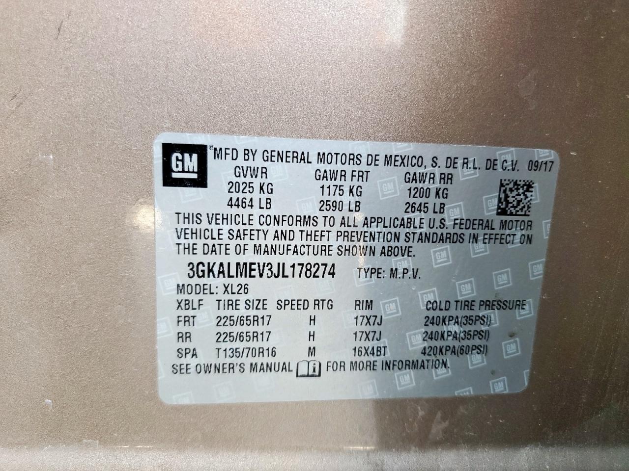 2018 GMC Terrain Sle VIN: 3GKALMEV3JL178274 Lot: 85938975