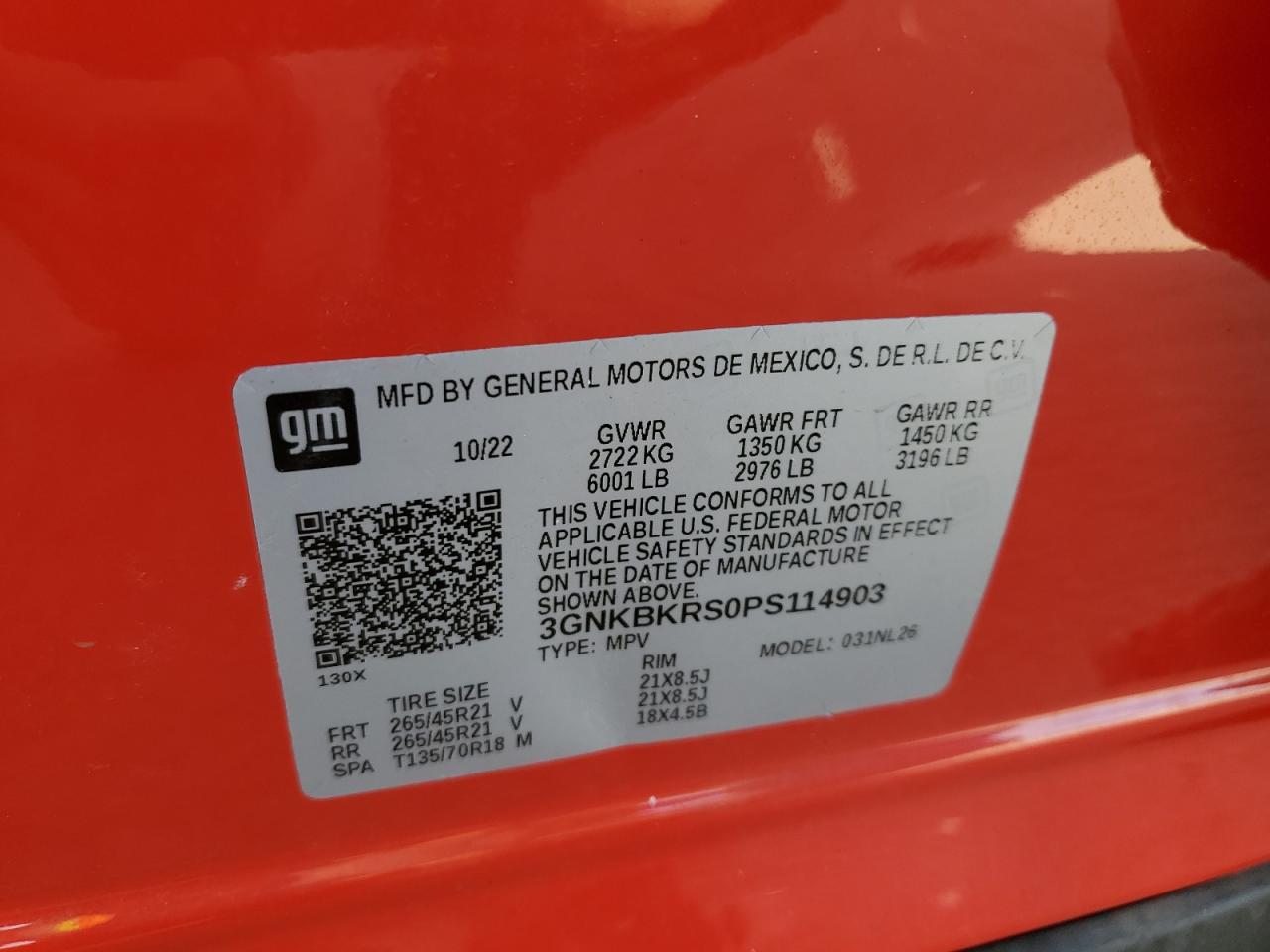 2026 Chevrolet Blazer Rs VIN: 3GNKBKRS0PS114903 Lot: 85112545