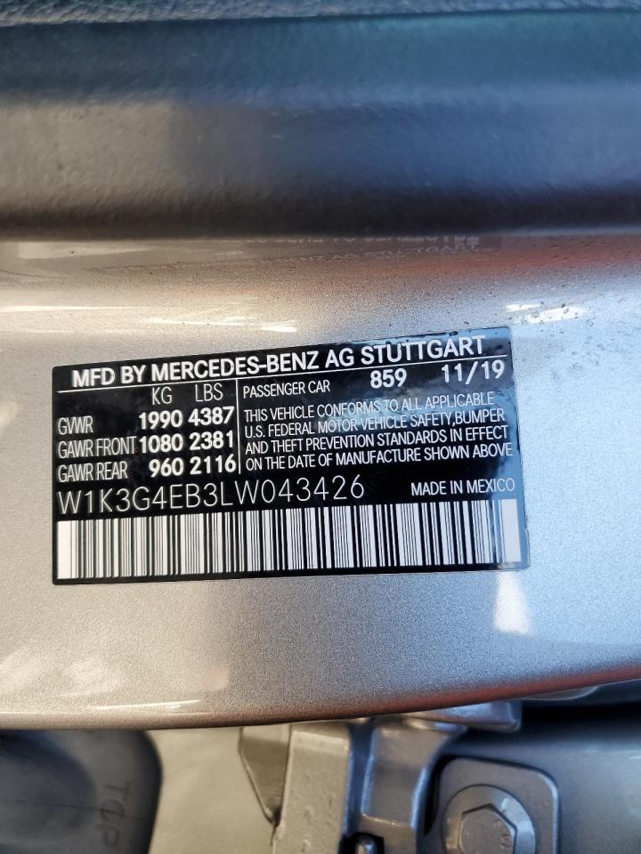 2020 Mercedes-Benz A 220 VIN: W1K3G4EB3LW043426 Lot: 87059595