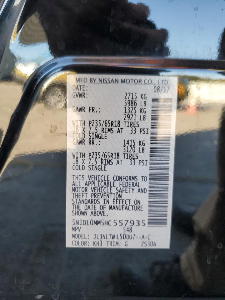 2017 Infiniti Qx60 VIN: 5N1DL0MM5HC557935 Lot: 85898935