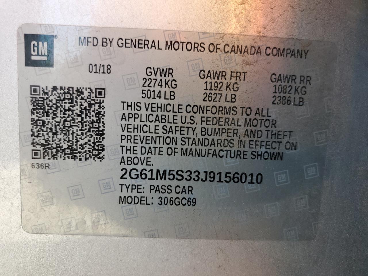 2018 Cadillac Xts Luxury VIN: 2G61M5S33J9156010 Lot: 84959575