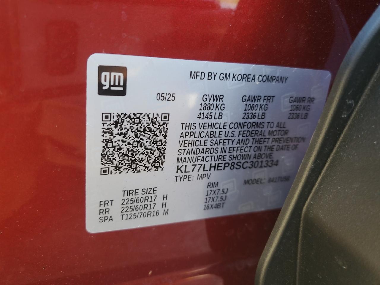 2025 Chevrolet Trax 1Lt VIN: KL77LHEP8SC301334 Lot: 90695825