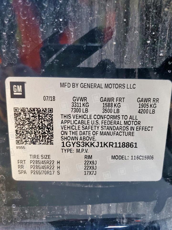 2019 Cadillac Escalade Esv Platinum VIN: 1GYS3KKJ1KR118861 Lot: 85314605