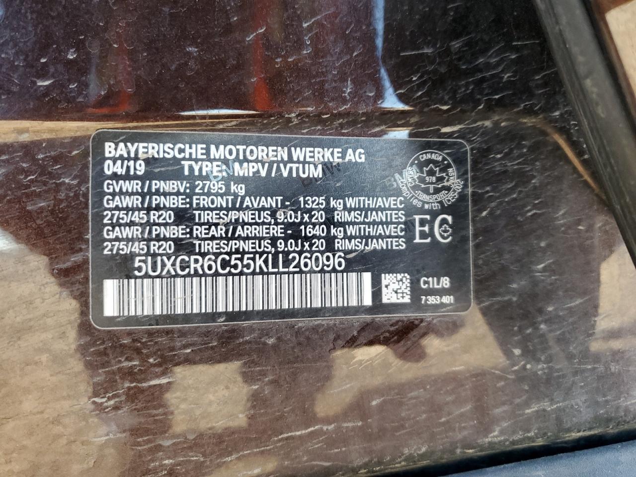 2019 BMW X5 xDrive40I VIN: 5UXCR6C55KLL26096 Lot: 86284805