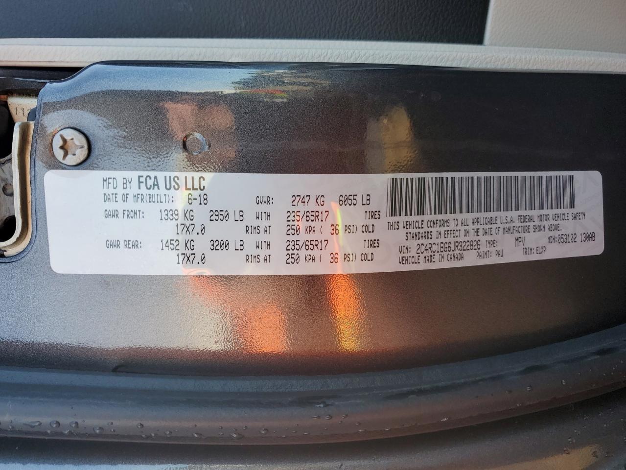 2018 Chrysler Pacifica Touring L VIN: 2C4RC1BG6JR322826 Lot: 85409095