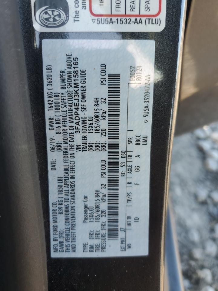 2019 Ford Fiesta Se VIN: 3FADP4EJ3KM158165 Lot: 85715755