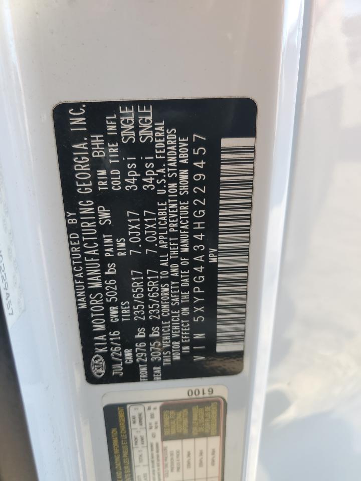 2017 Kia Sorento Lx VIN: 5XYPG4A34HG229457 Lot: 82412955