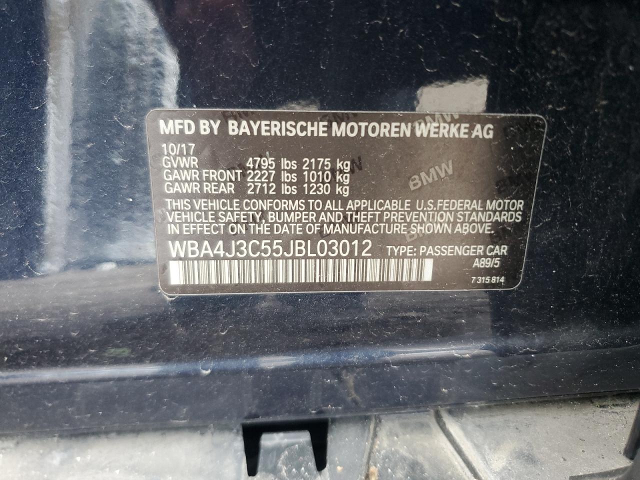 2018 BMW 430Xi Gran Coupe VIN: WBA4J3C55JBL03012 Lot: 90866695