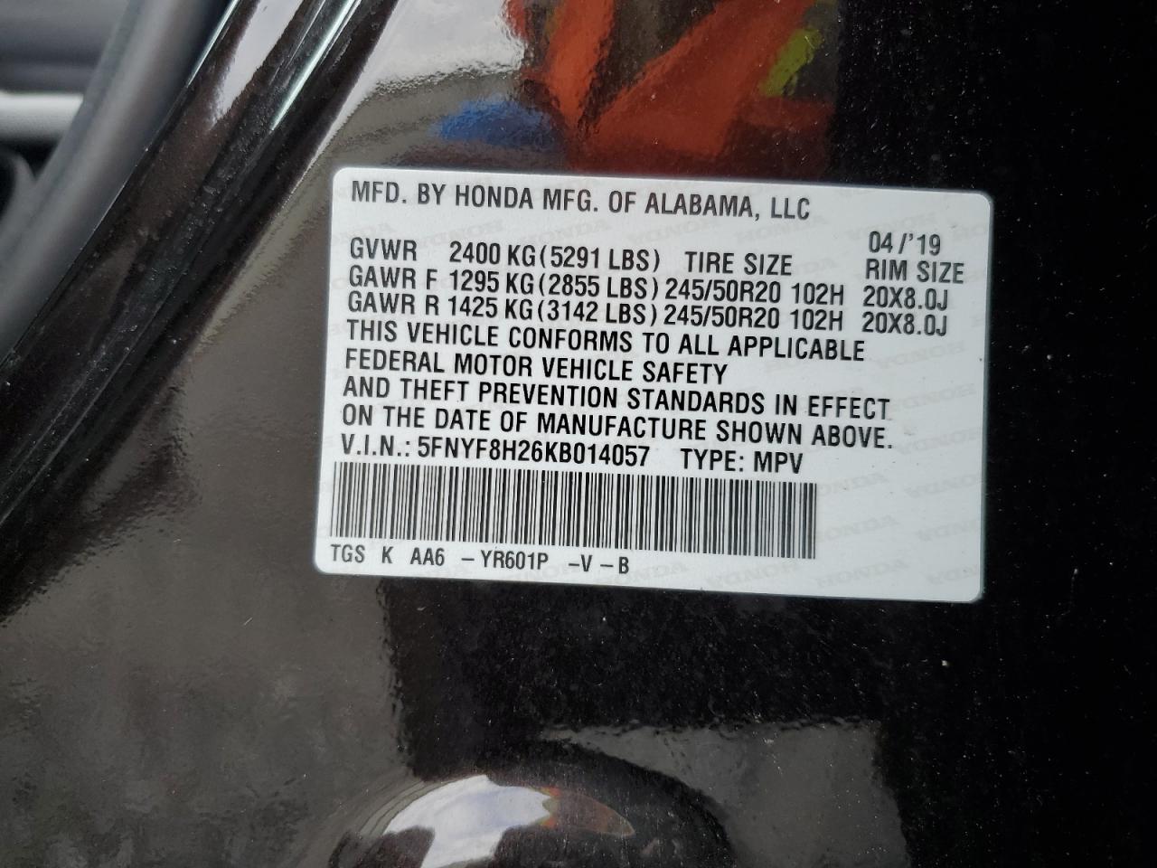 2019 Honda Passport Sport VIN: 5FNYF8H26KB014057 Lot: 82300395
