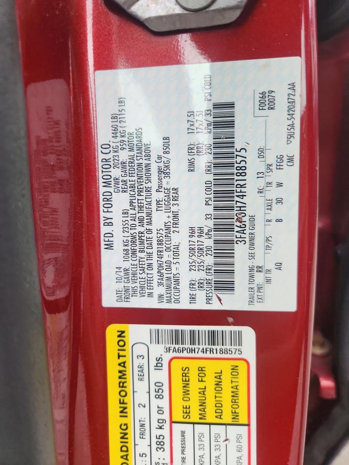 2015 Ford Fusion Se VIN: 3FA6P0H74FR188575 Lot: 90361995