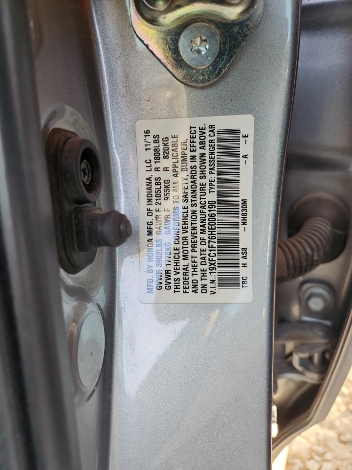 2017 Honda Civic Exl VIN: 19XFC1F76HE006190 Lot: 90290075