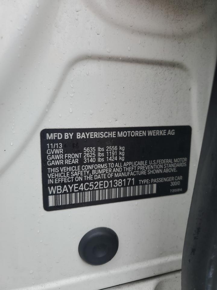 2014 BMW 740 Li VIN: WBAYE4C52ED138171 Lot: 86481485