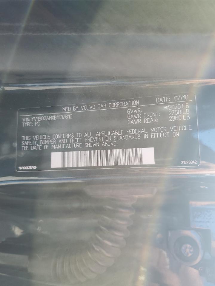 2011 Volvo S80 T6 VIN: YV1902AHXB1137610 Lot: 84964185