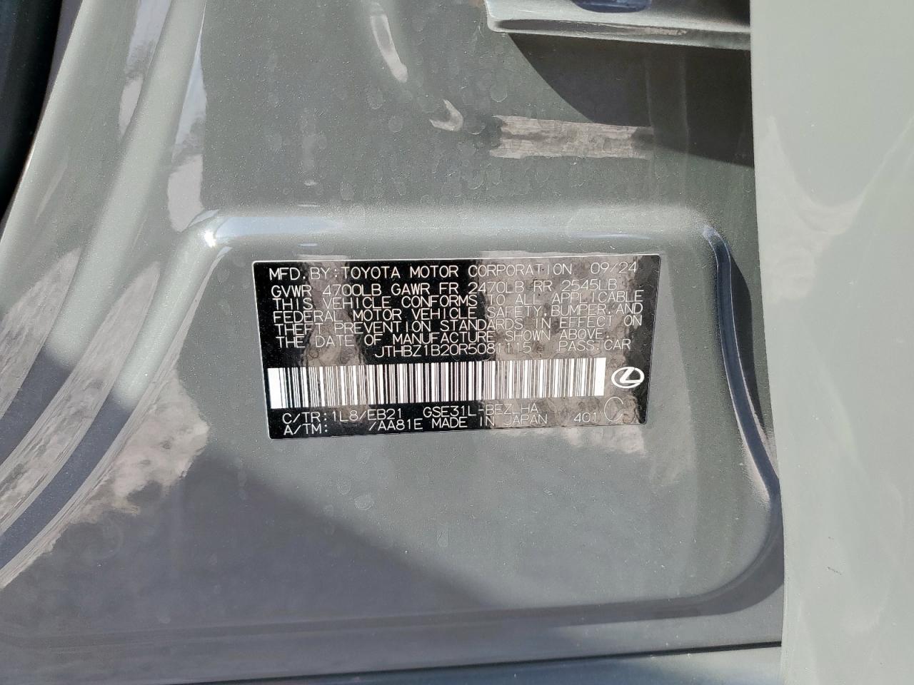 2024 Lexus Is 350 F Sport Design VIN: JTHBZ1B20R5081115 Lot: 85091155