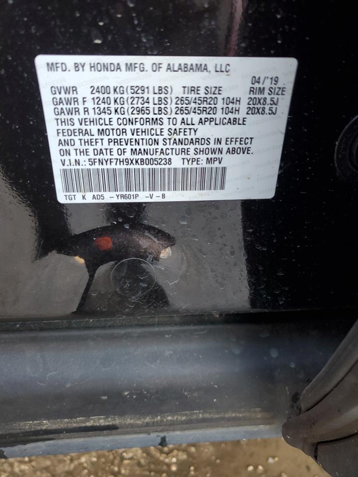 2019 Honda Passport Touring VIN: 5FNYF7H9XKB005238 Lot: 90097175