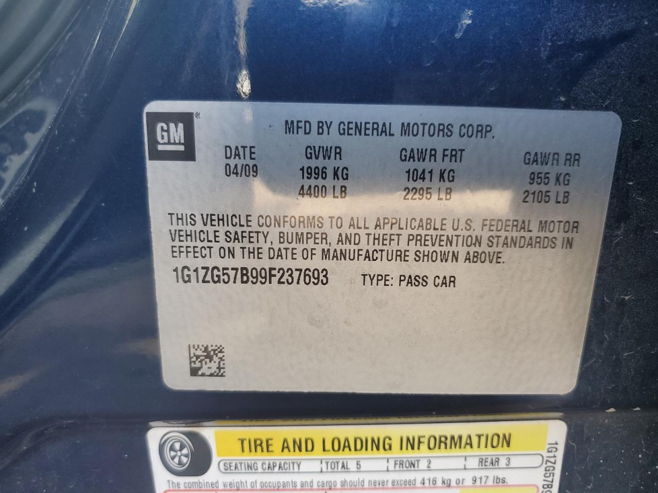 2009 Chevrolet Malibu Ls VIN: 1G1ZG57B99F237693 Lot: 85474545