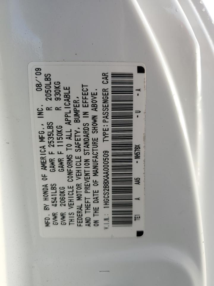 2010 Honda Accord Exl VIN: 1HGCS2B8XAA000509 Lot: 82421295